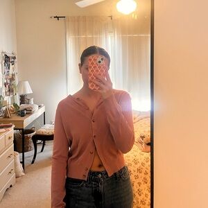 Pink Button-Up Cardigan